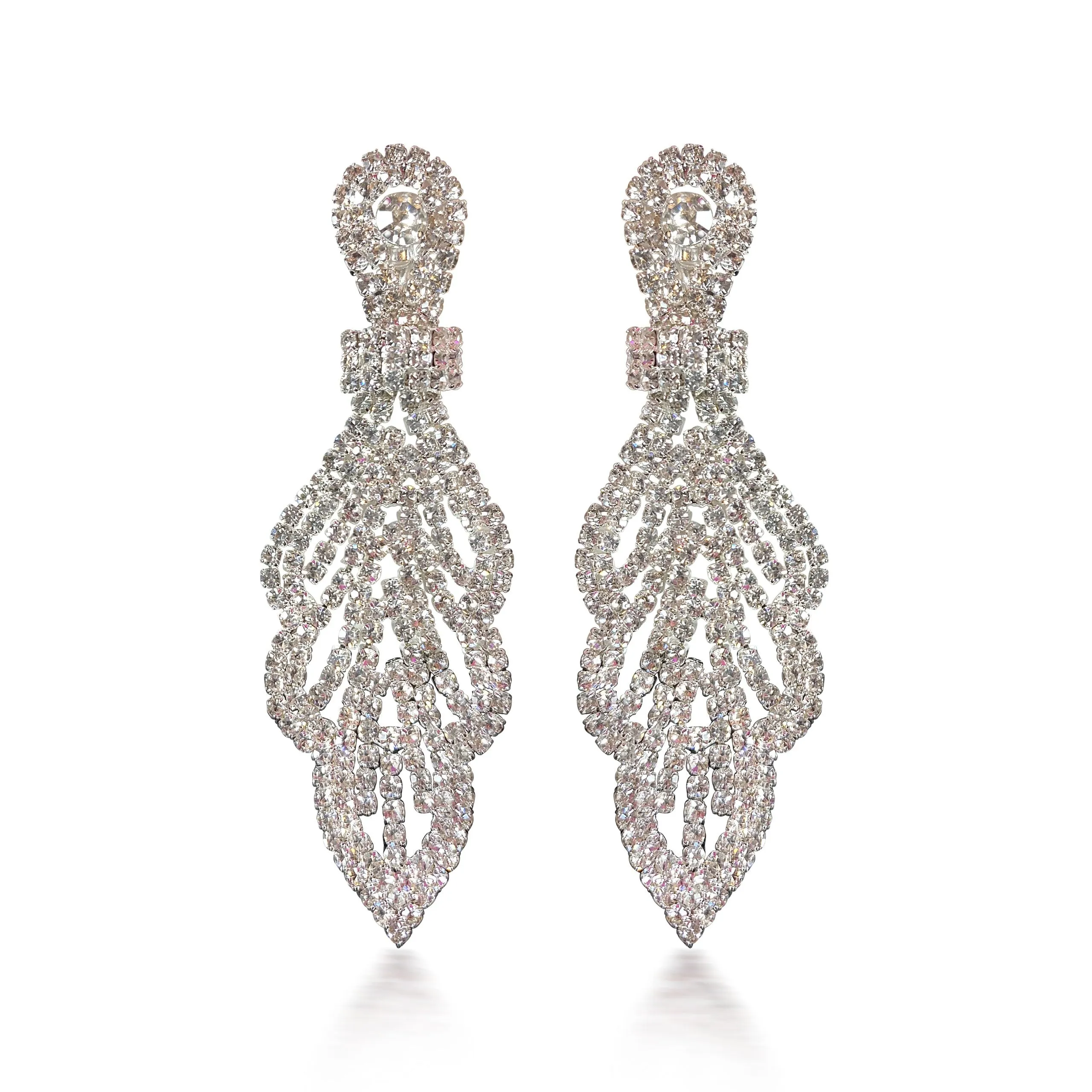Jaycee - clear silver rhinestone clip on earrings