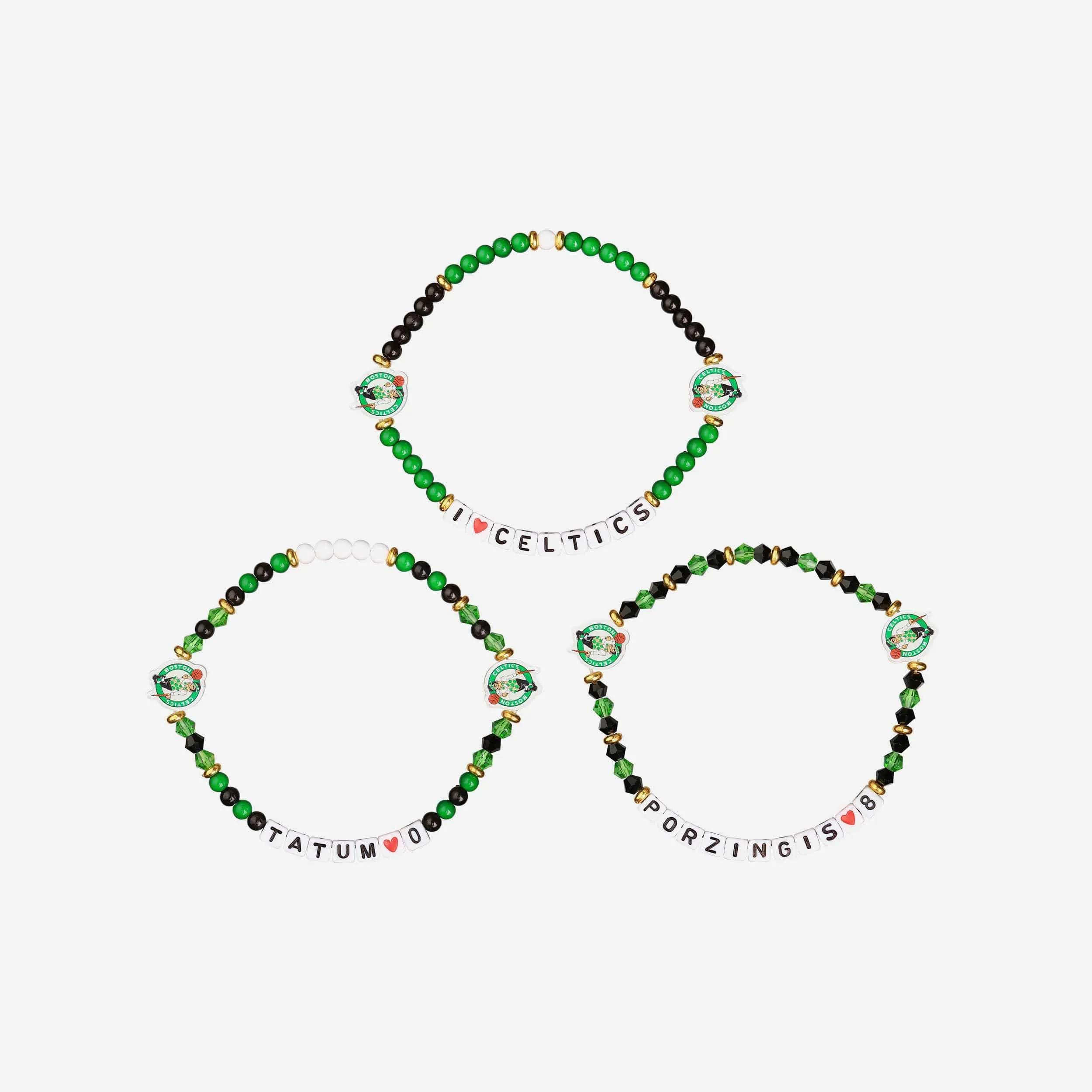 Jayson Tatum & Kristaps Porzingis Boston Celtics 3 Pack Player Friendship Bracelet