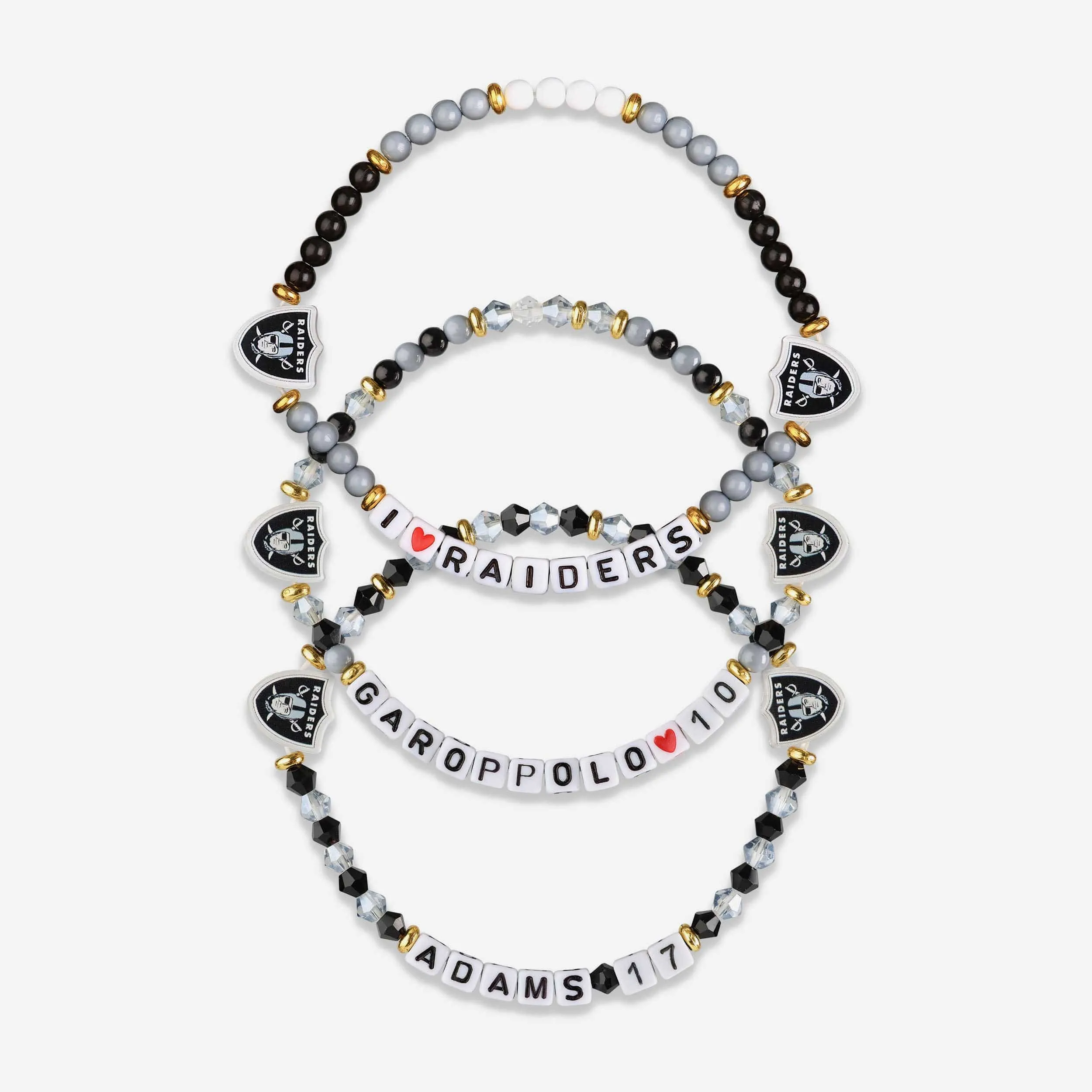 Jimmy Garoppolo & Davante Adams Las Vegas Raiders 3 Pack Player Friendship Bracelet