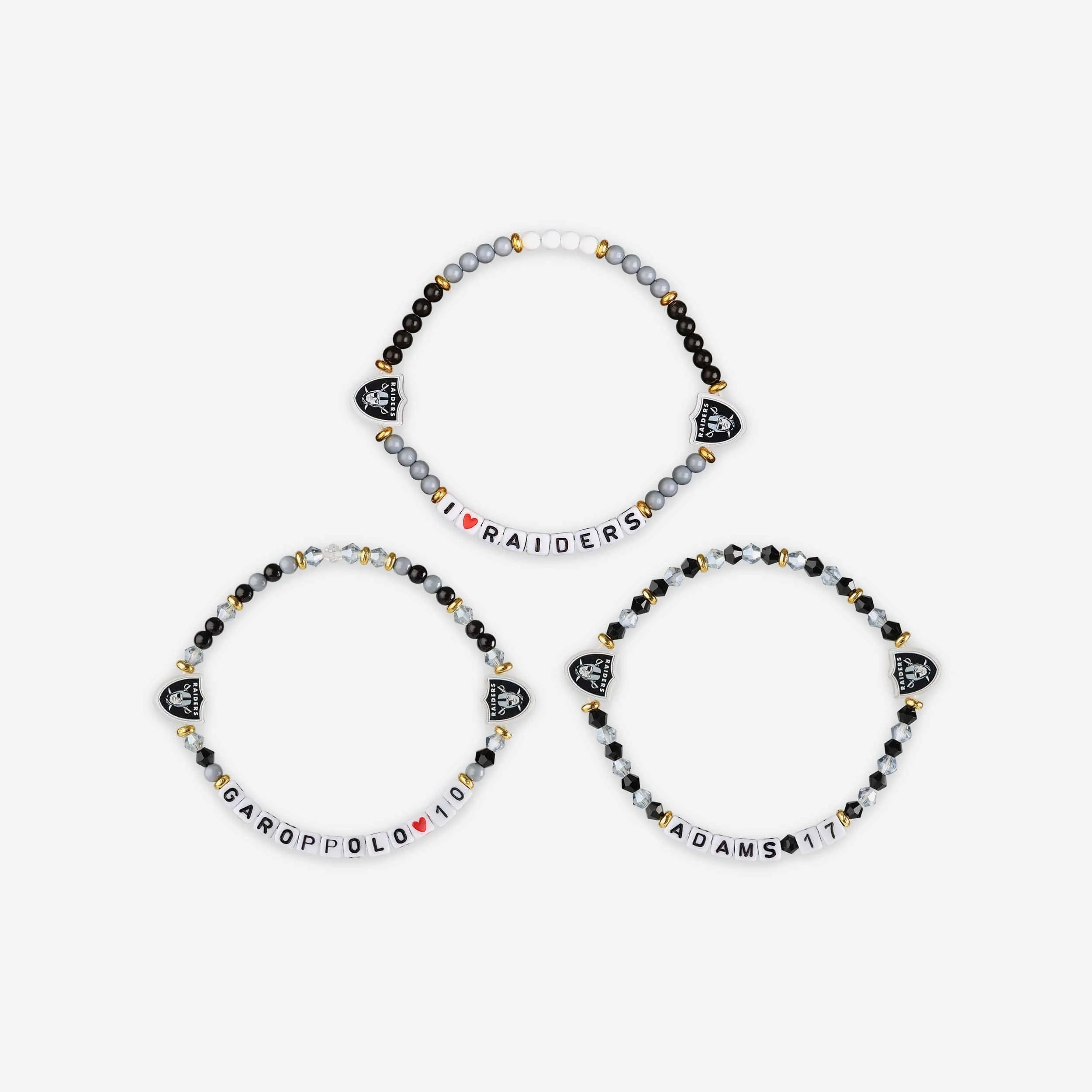 Jimmy Garoppolo & Davante Adams Las Vegas Raiders 3 Pack Player Friendship Bracelet