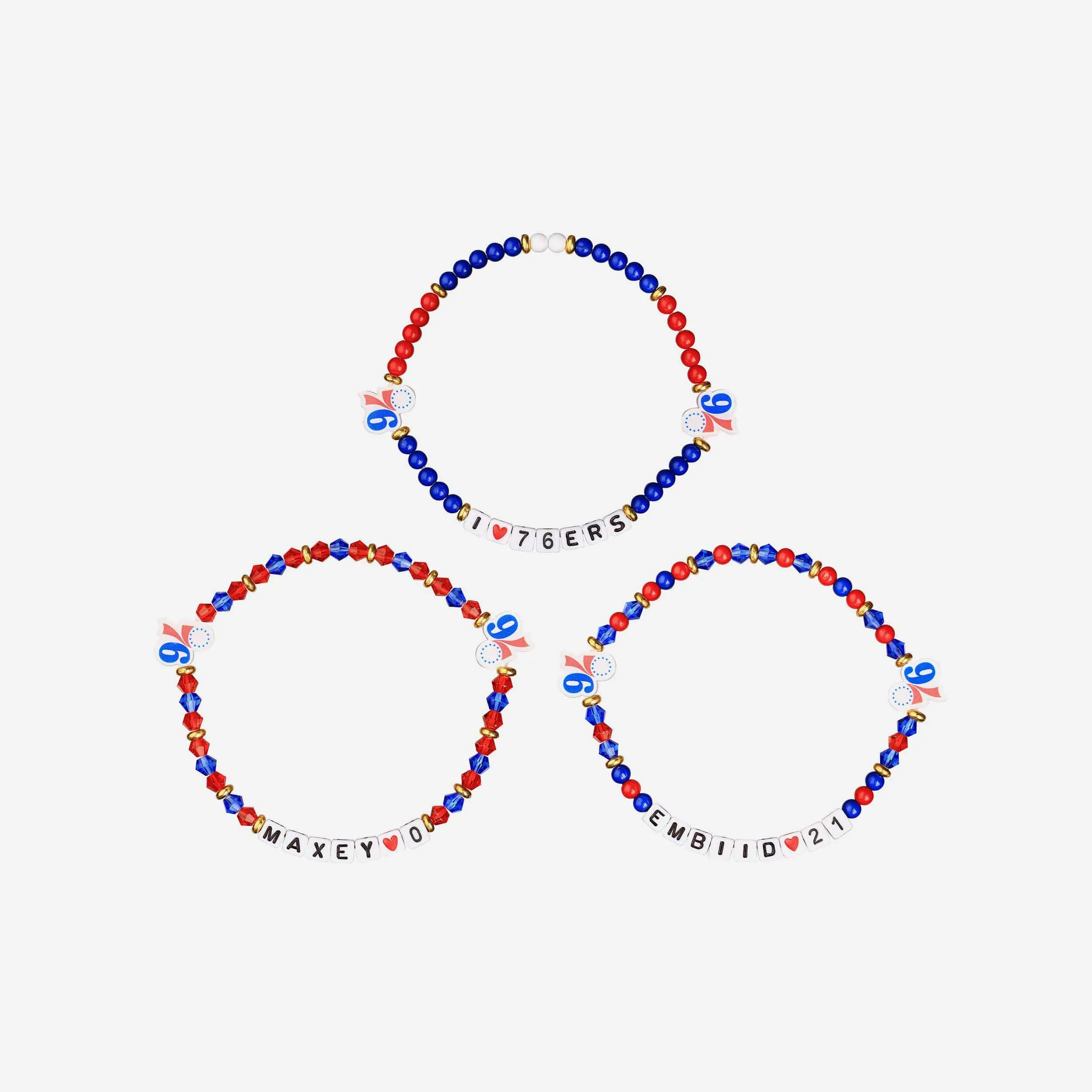 Joel Embiid & Tyrese Maxey Philadelphia 76ers 3 Pack Player Friendship Bracelet