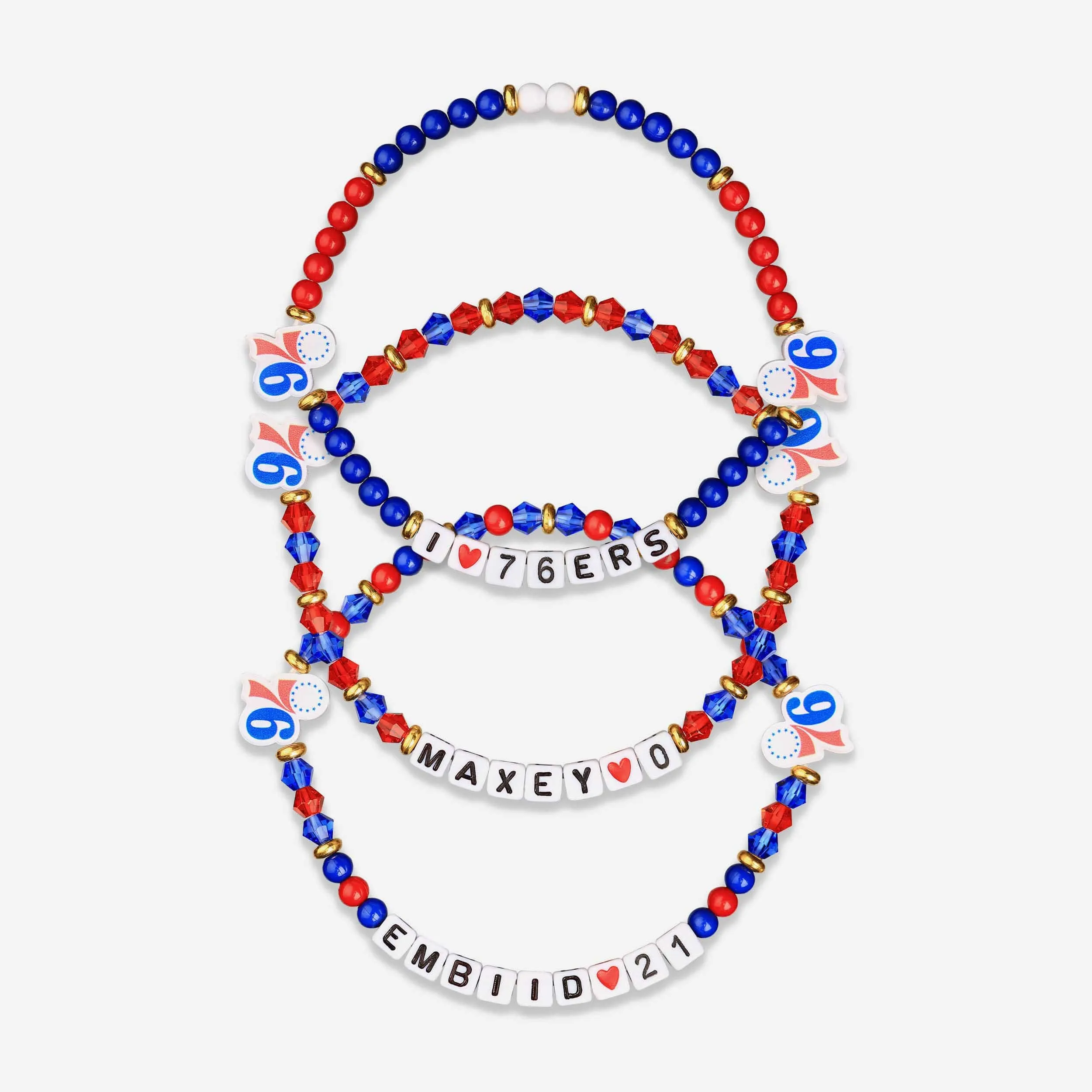 Joel Embiid & Tyrese Maxey Philadelphia 76ers 3 Pack Player Friendship Bracelet