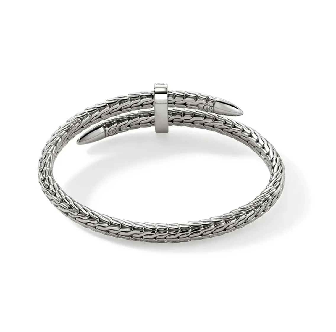 John Hardy Sterling Silver Diamonds Spear Flex Cuff