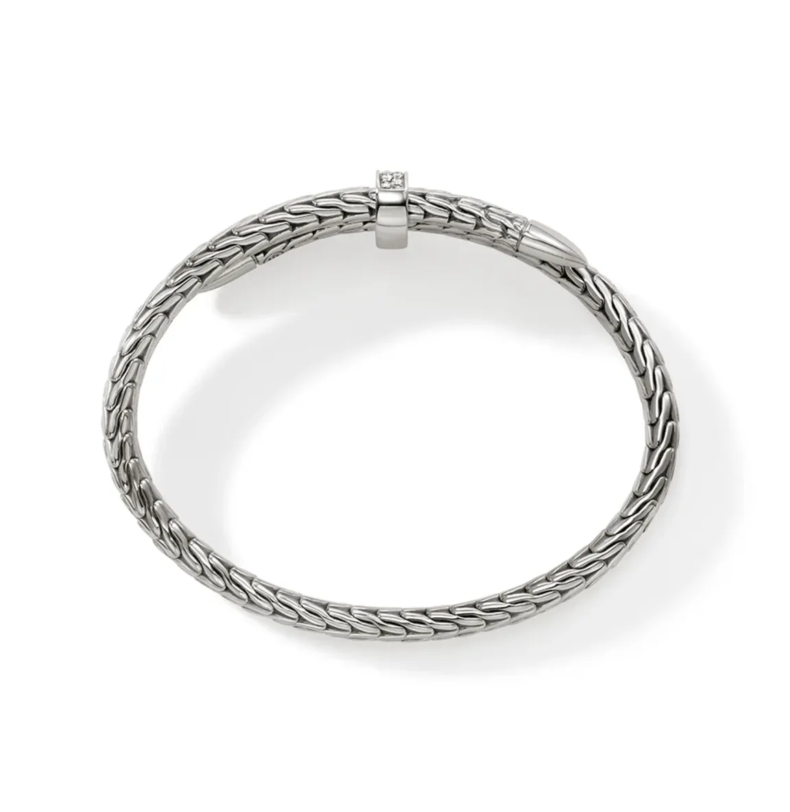 John Hardy Sterling Silver Diamonds Spear Flex Cuff