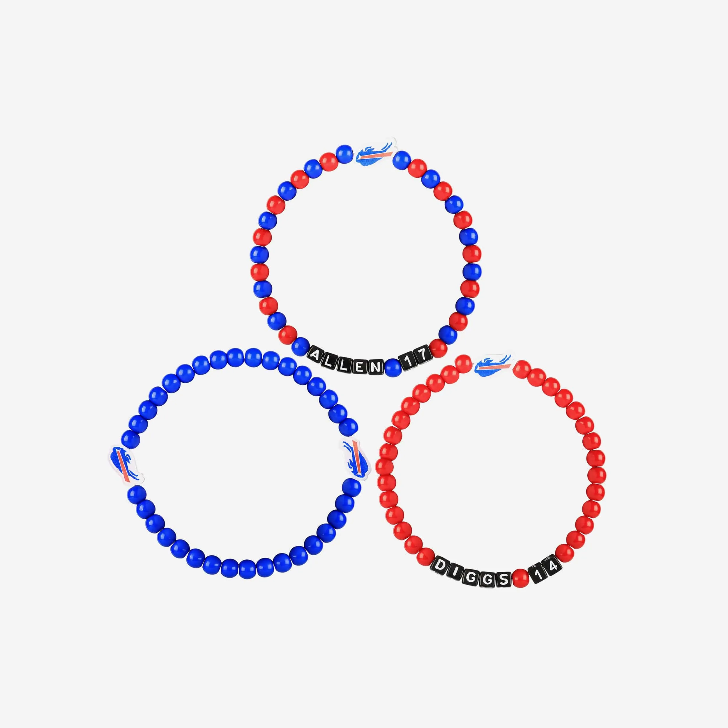 Josh Allen & Stefon Diggs Buffalo Bills 3 Pack Player Beaded Friendship Bracelet
