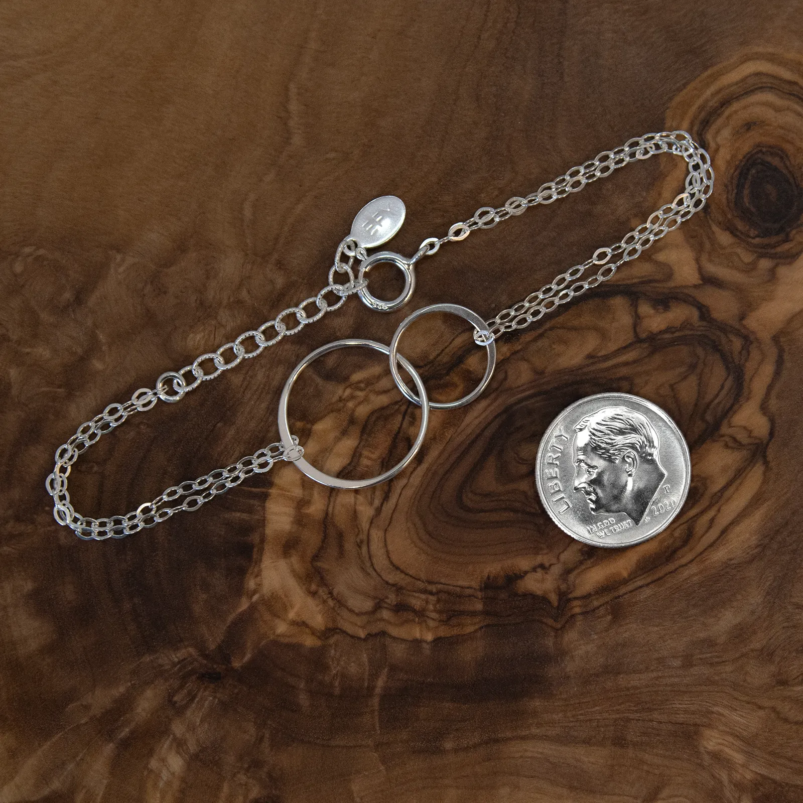 josie connected ring bracelet, silver • friendship for eternity