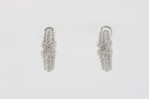 Judith Ripka 925 Silver Cubic Zirconia X Clip On Earrings (10.55g.)