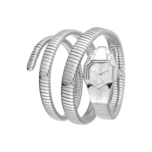 Just Cavalli Ladies Watch Three Round Snake Style Bracelet With Siver Color Dial