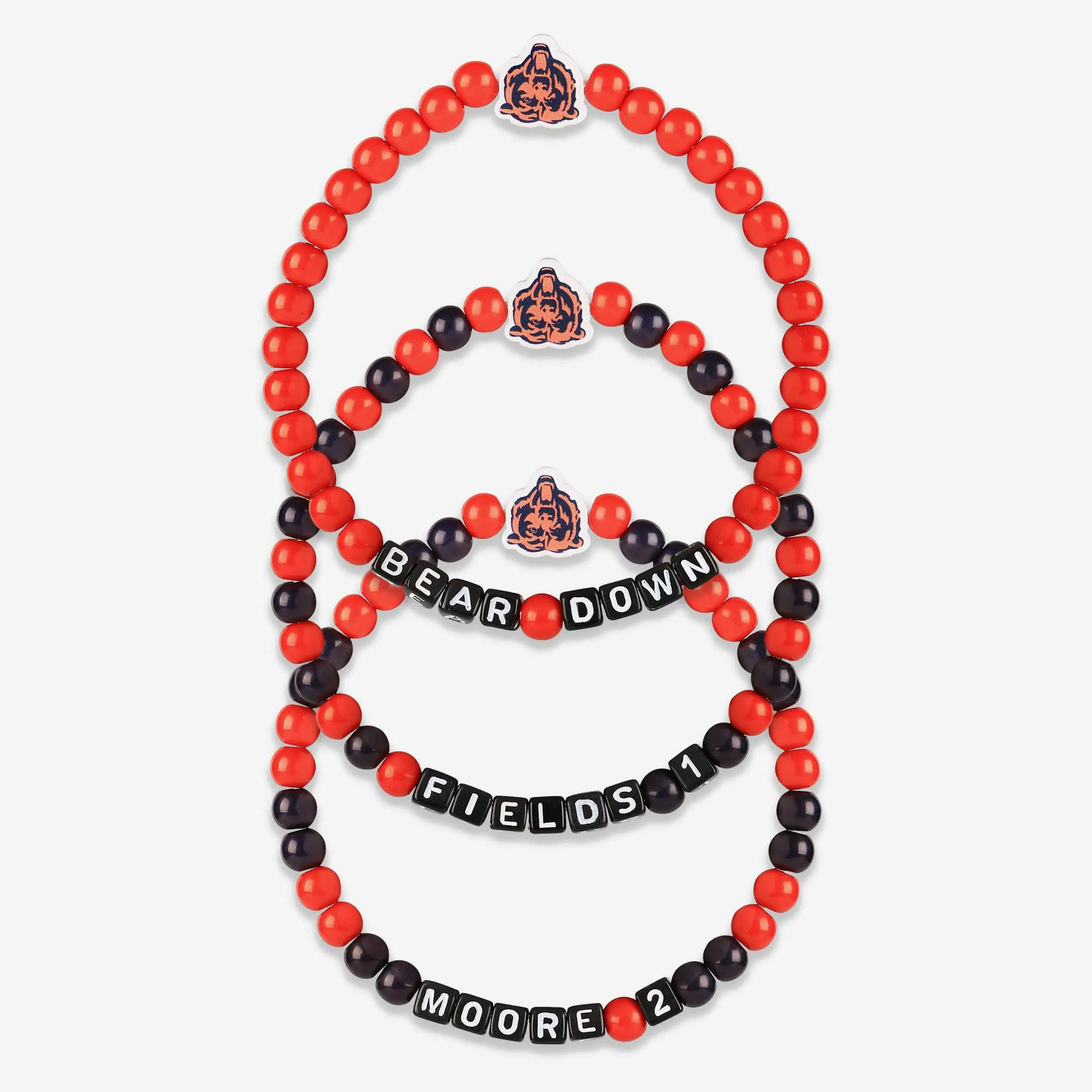 Justin Fields & DJ Moore Chicago Bears 3 Pack Player Beaded Friendship Bracelet