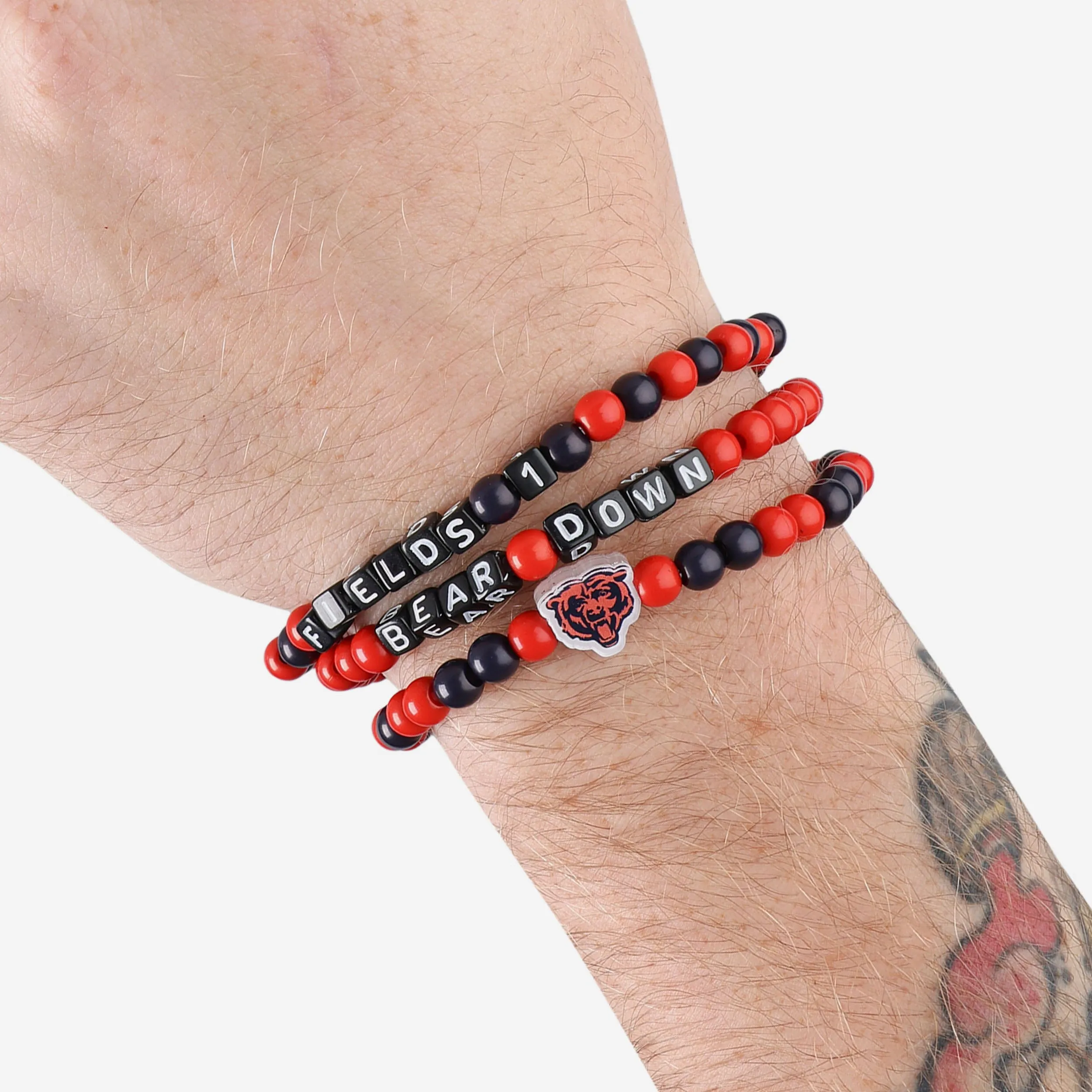 Justin Fields & DJ Moore Chicago Bears 3 Pack Player Beaded Friendship Bracelet