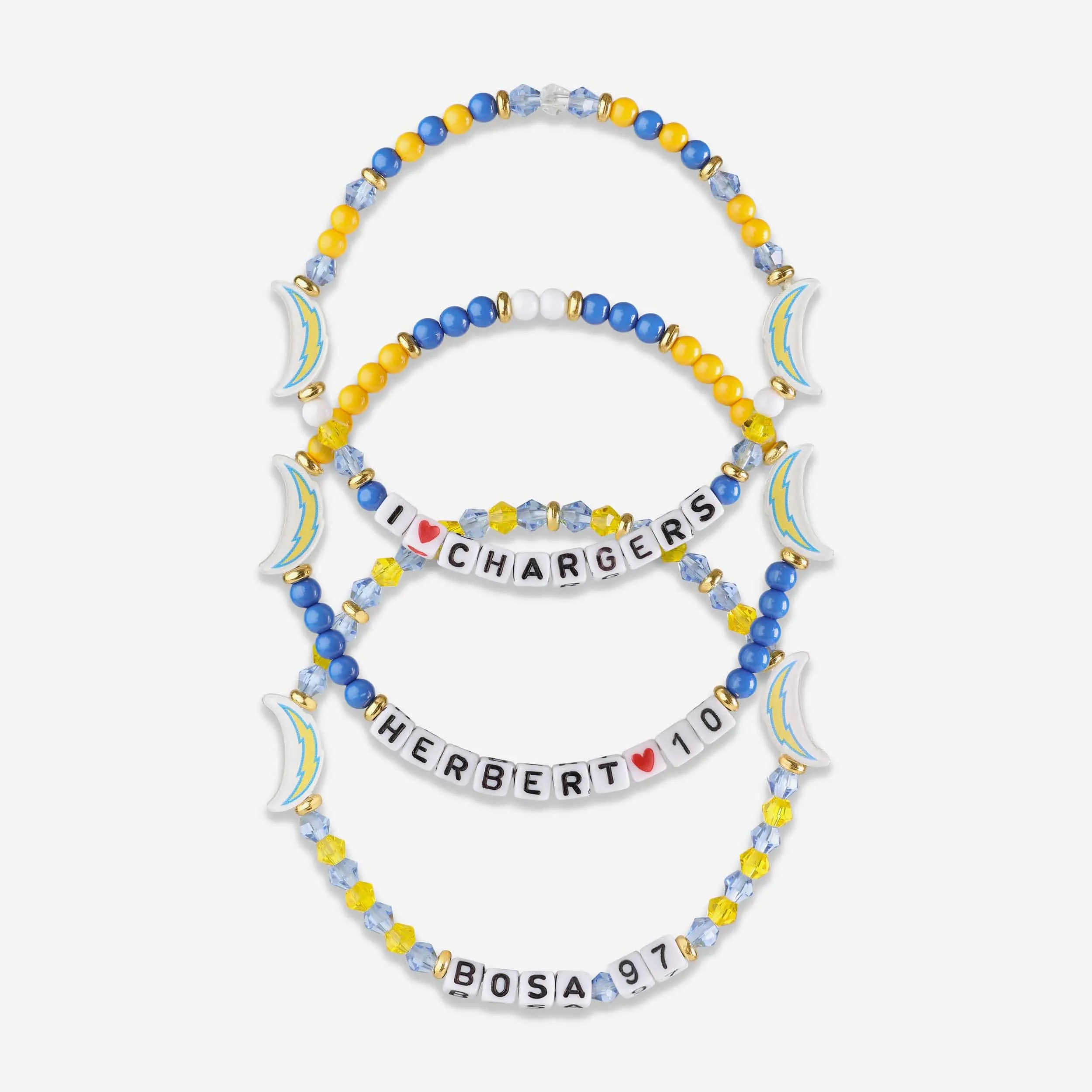Justin Herbert & Joey Bosa Los Angeles Chargers 3 Pack Player Friendship Bracelet