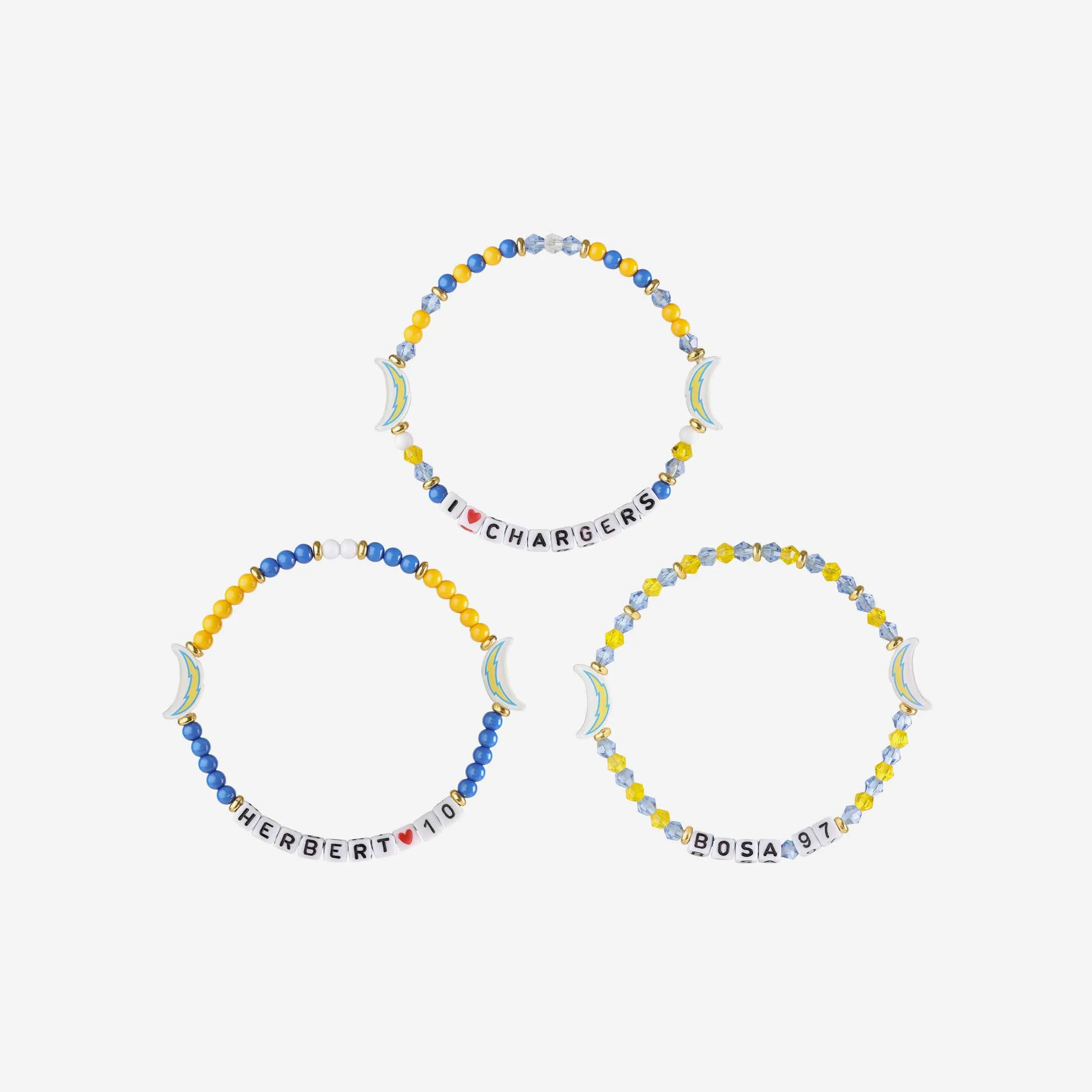 Justin Herbert & Joey Bosa Los Angeles Chargers 3 Pack Player Friendship Bracelet