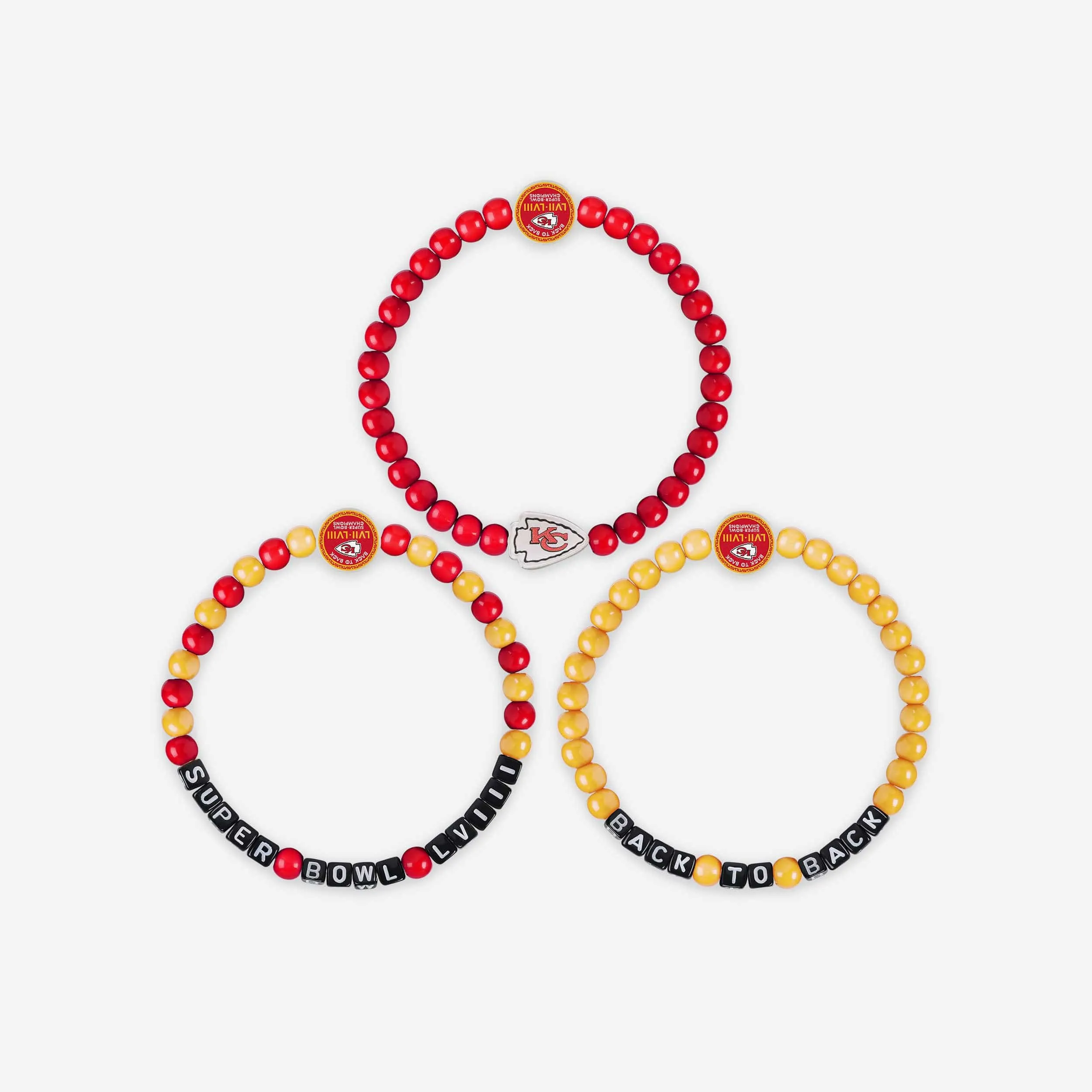 Kansas City Chiefs Super Bowl LVIII Champions 3 Pack Beaded Friendship Bracelet