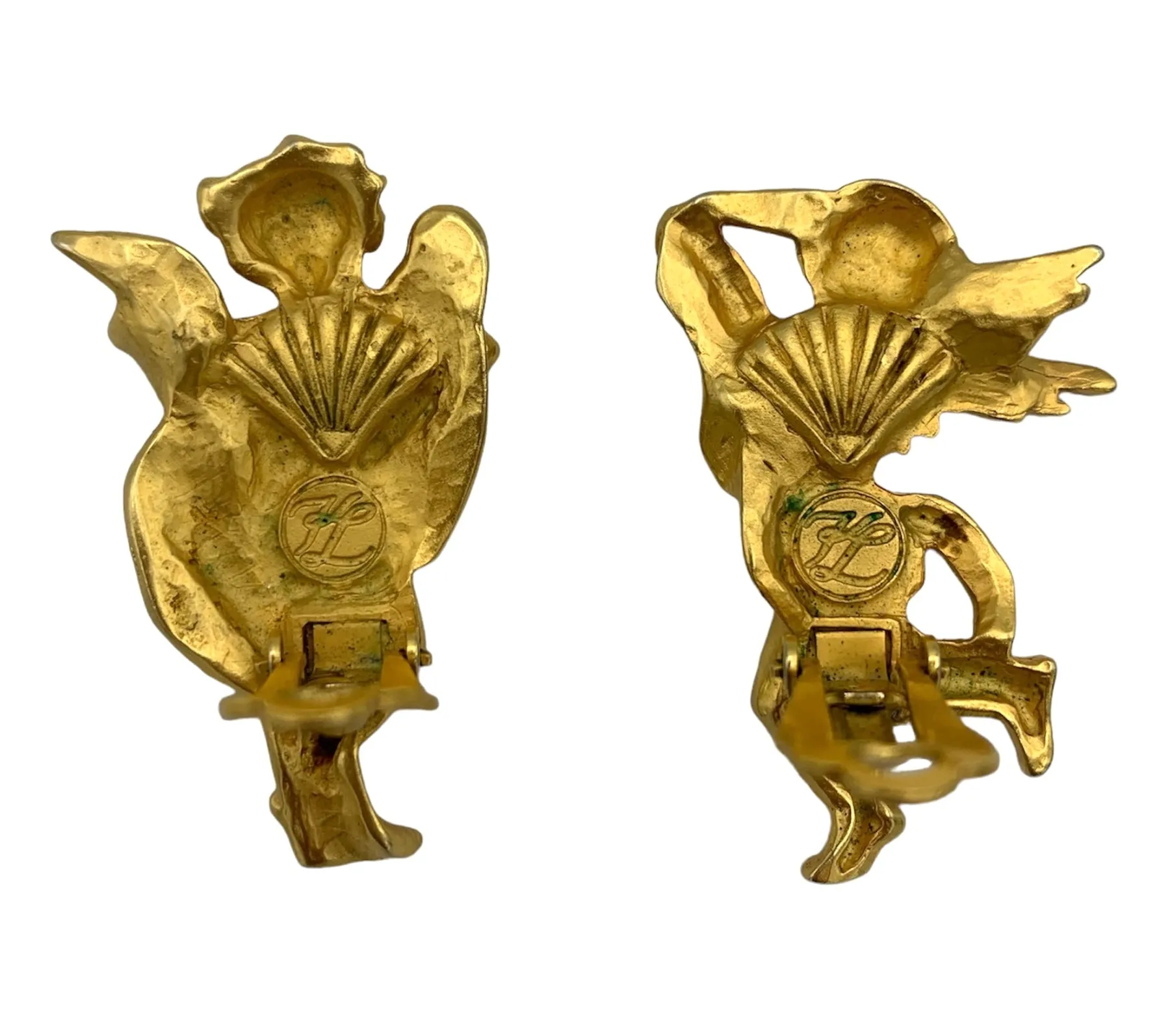 Karl Lagerfeld Matte Gold Archangel Gabriel & Michael Earrings