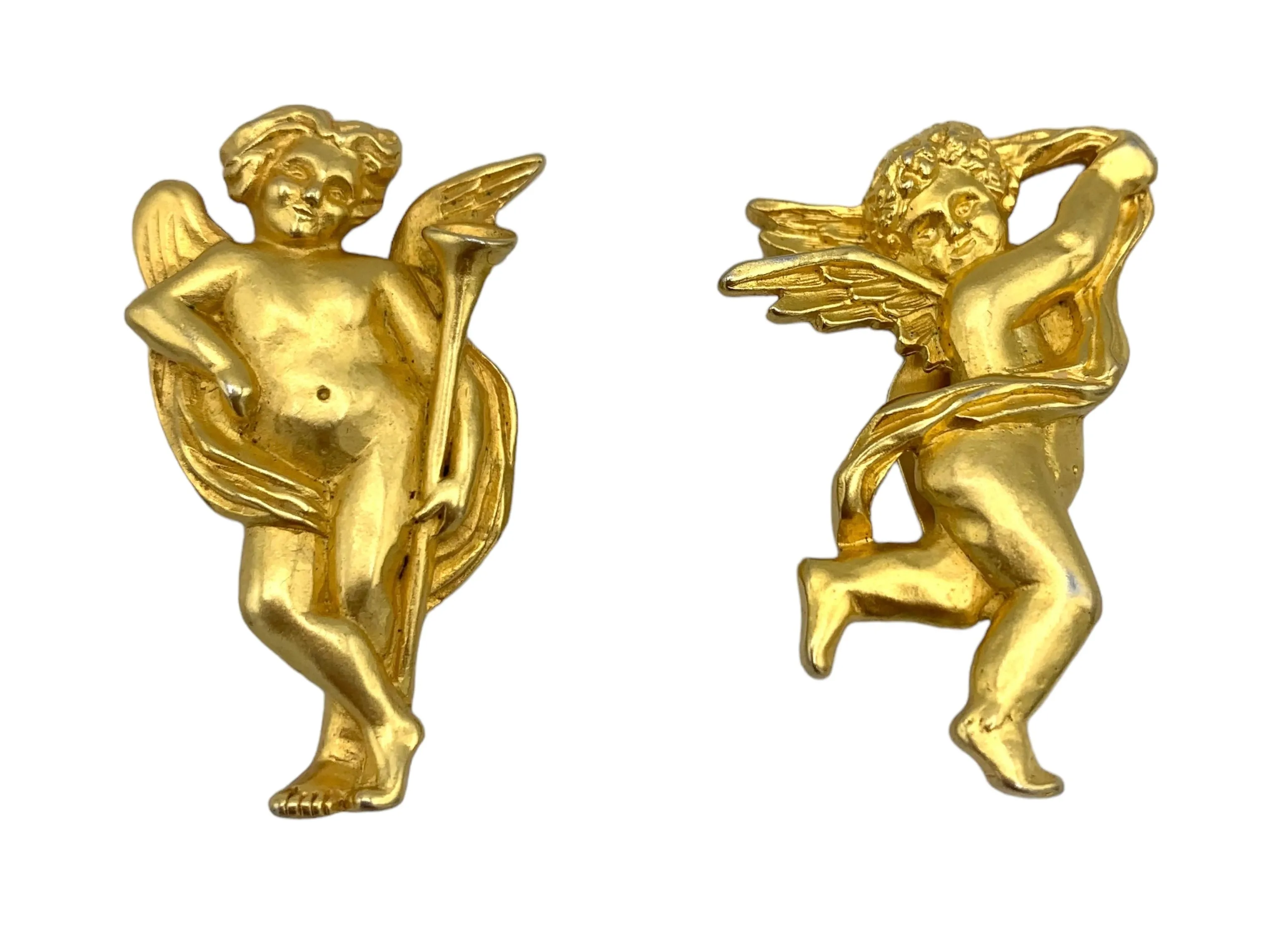 Karl Lagerfeld Matte Gold Archangel Gabriel & Michael Earrings