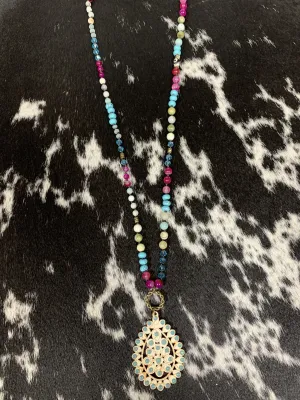 Kerrville Necklace- White with Turquoise Detailing
