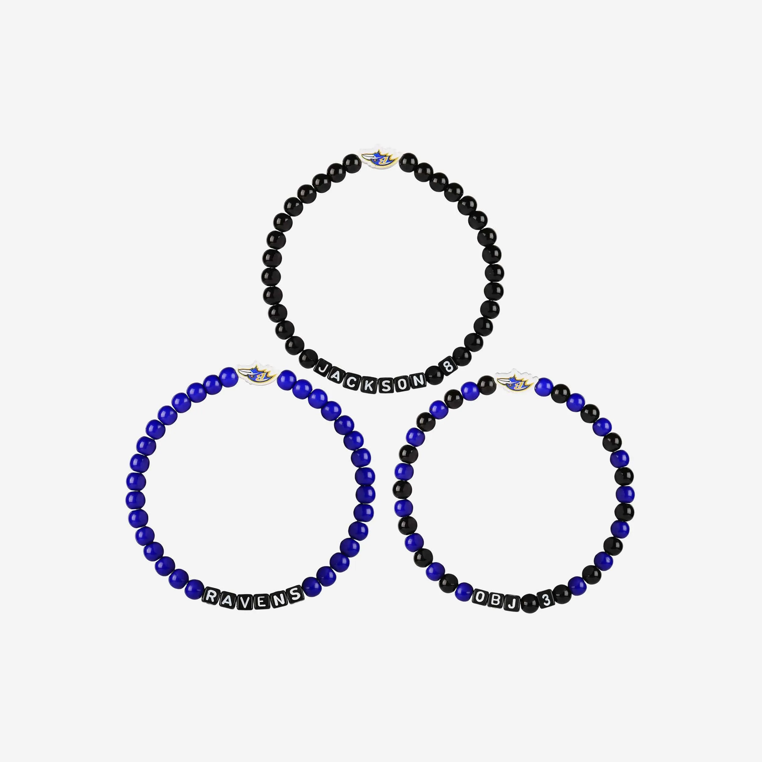 Lamar Jackson & Odell Beckham Jr Baltimore Ravens 3 Pack Player Beaded Friendship Bracelet