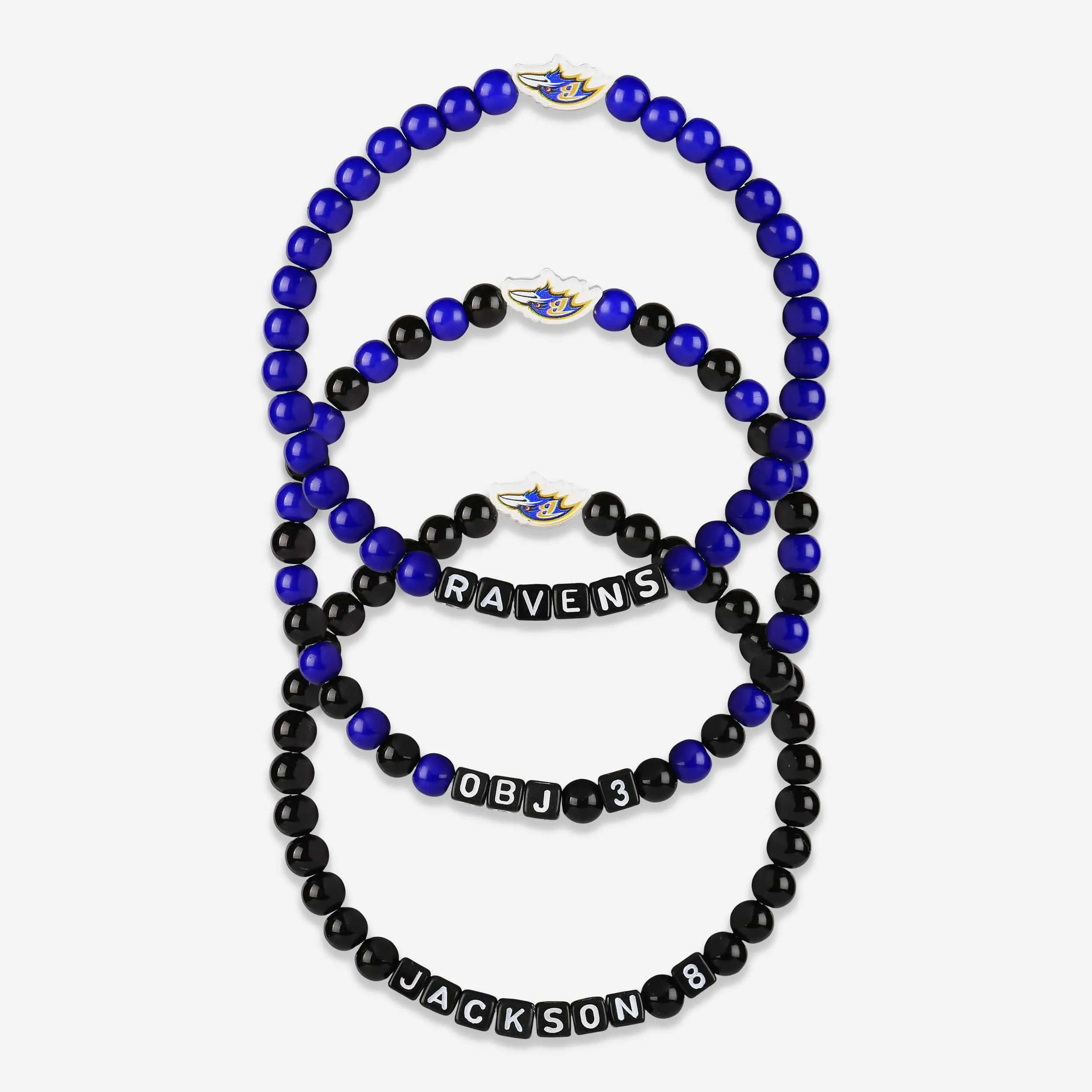 Lamar Jackson & Odell Beckham Jr Baltimore Ravens 3 Pack Player Beaded Friendship Bracelet