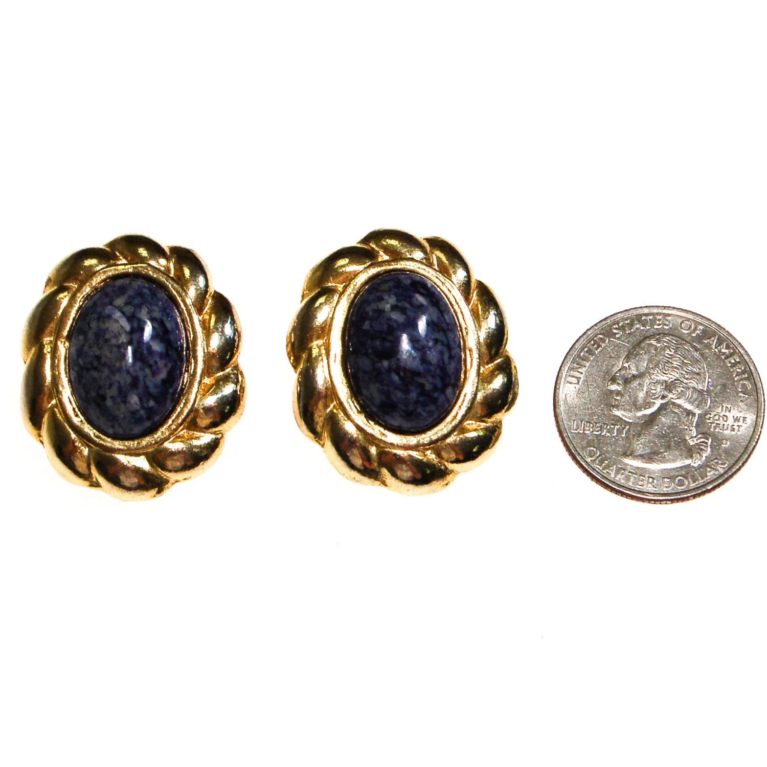 Lapis Art Glass and Gold Earrings