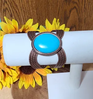 Large Adjustable Copper Turquoise Cuff