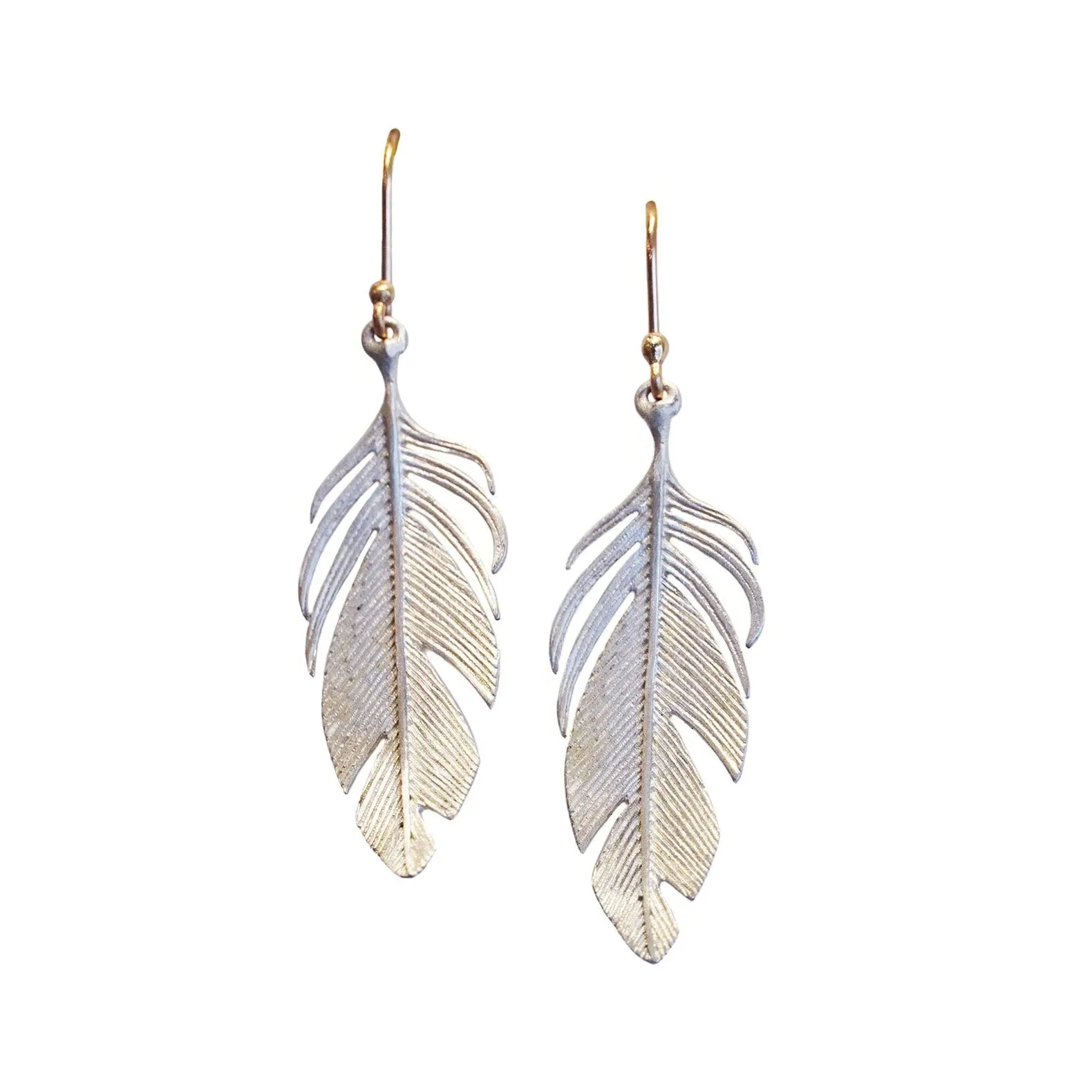 Large Feather Earrings in Sterling Silver