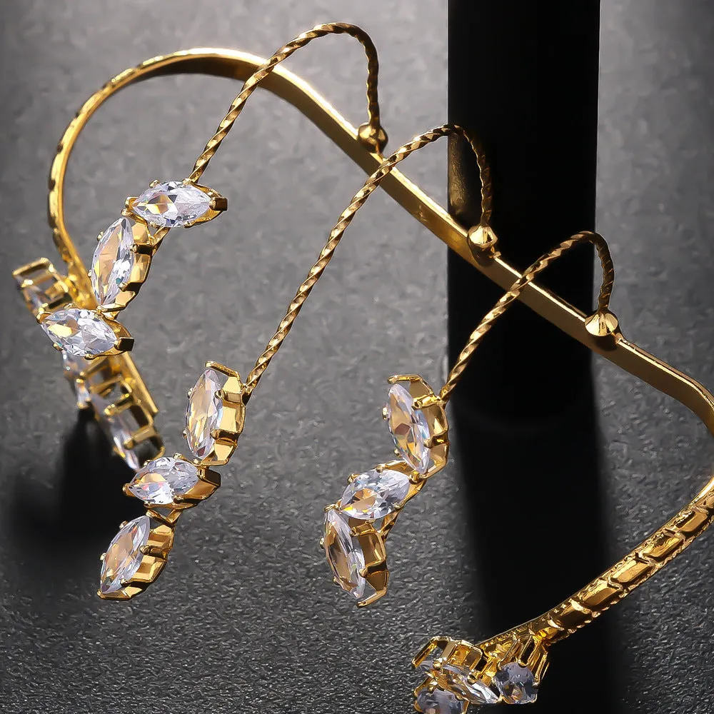 leaf zircon adjustable open rings jltr0505