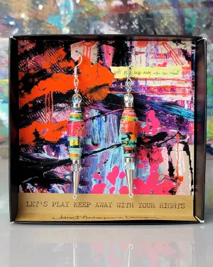 Let's Play Keep Away With Your Rights Art Earrings