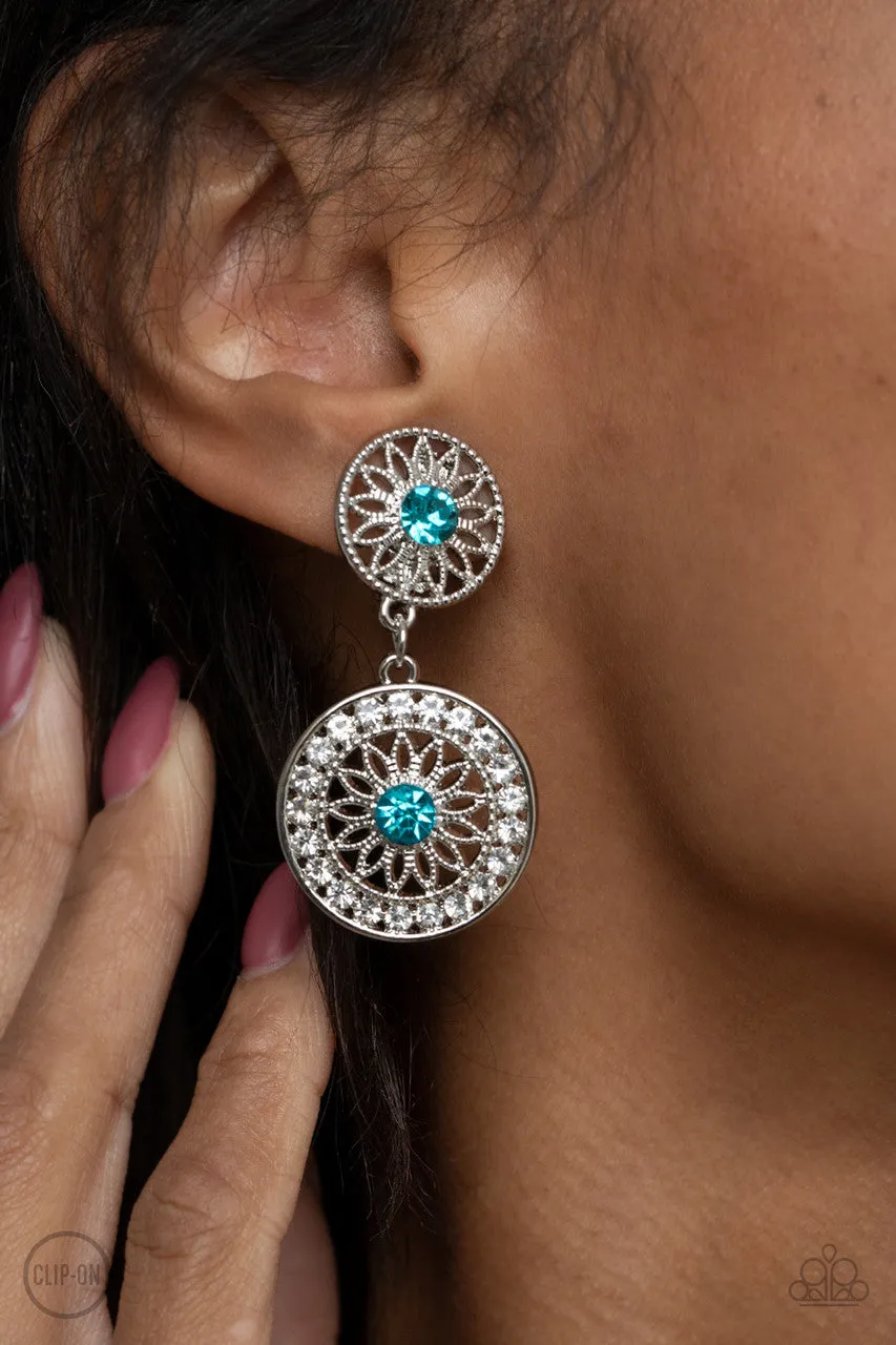 Life of the Garden Party Blue Paparazzi Clip-On Earrings