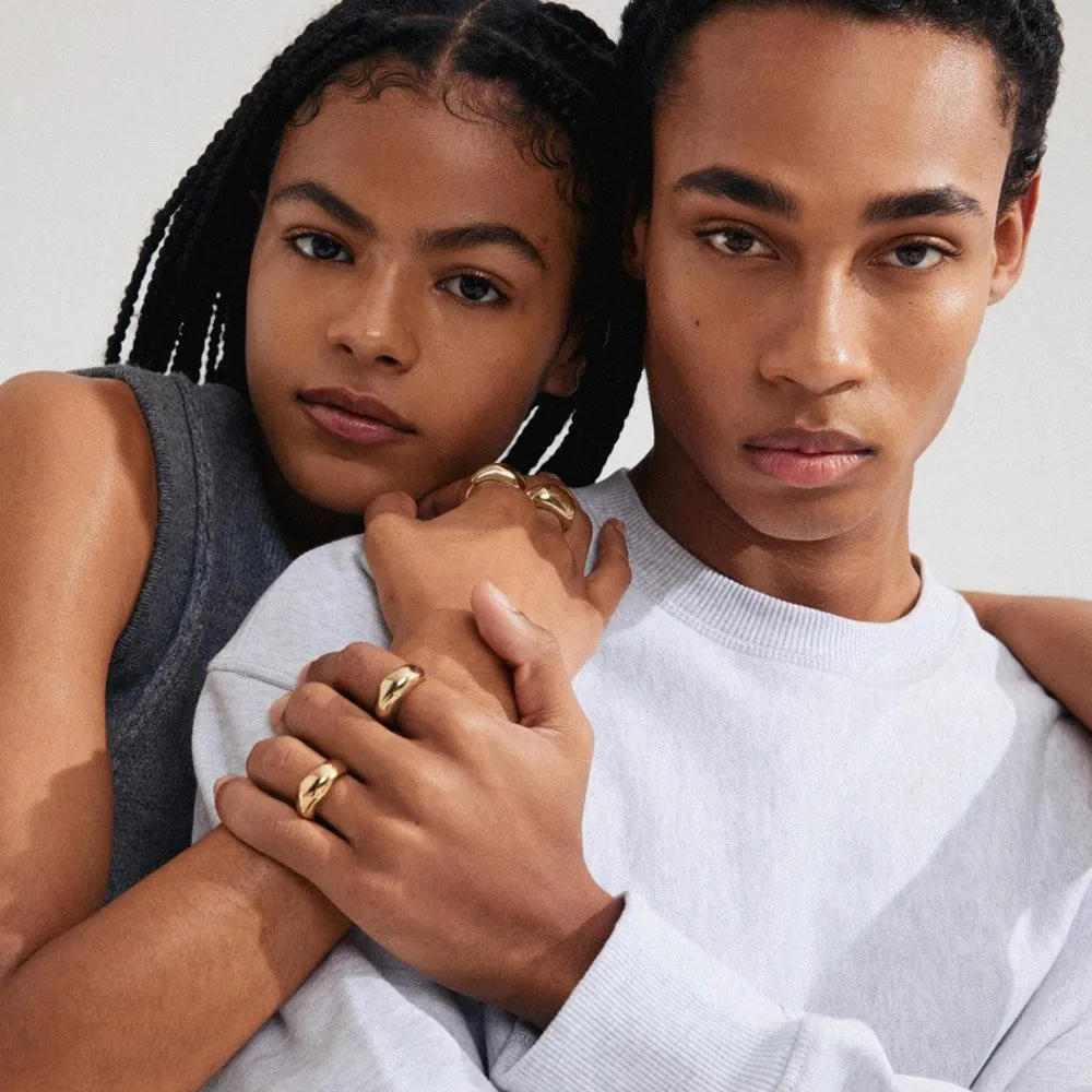 Light Recycled Ring 2-in-1 Set Gold Plated