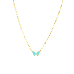 Light Turquoise Buttlerfly Necklace with Diamond