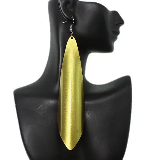 Lime Green Long Arch Metal Earrings