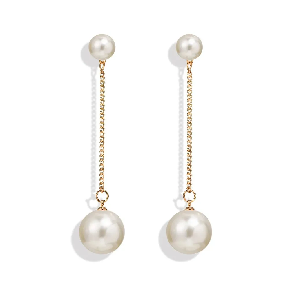 Long Pearl  Clip on Earrings