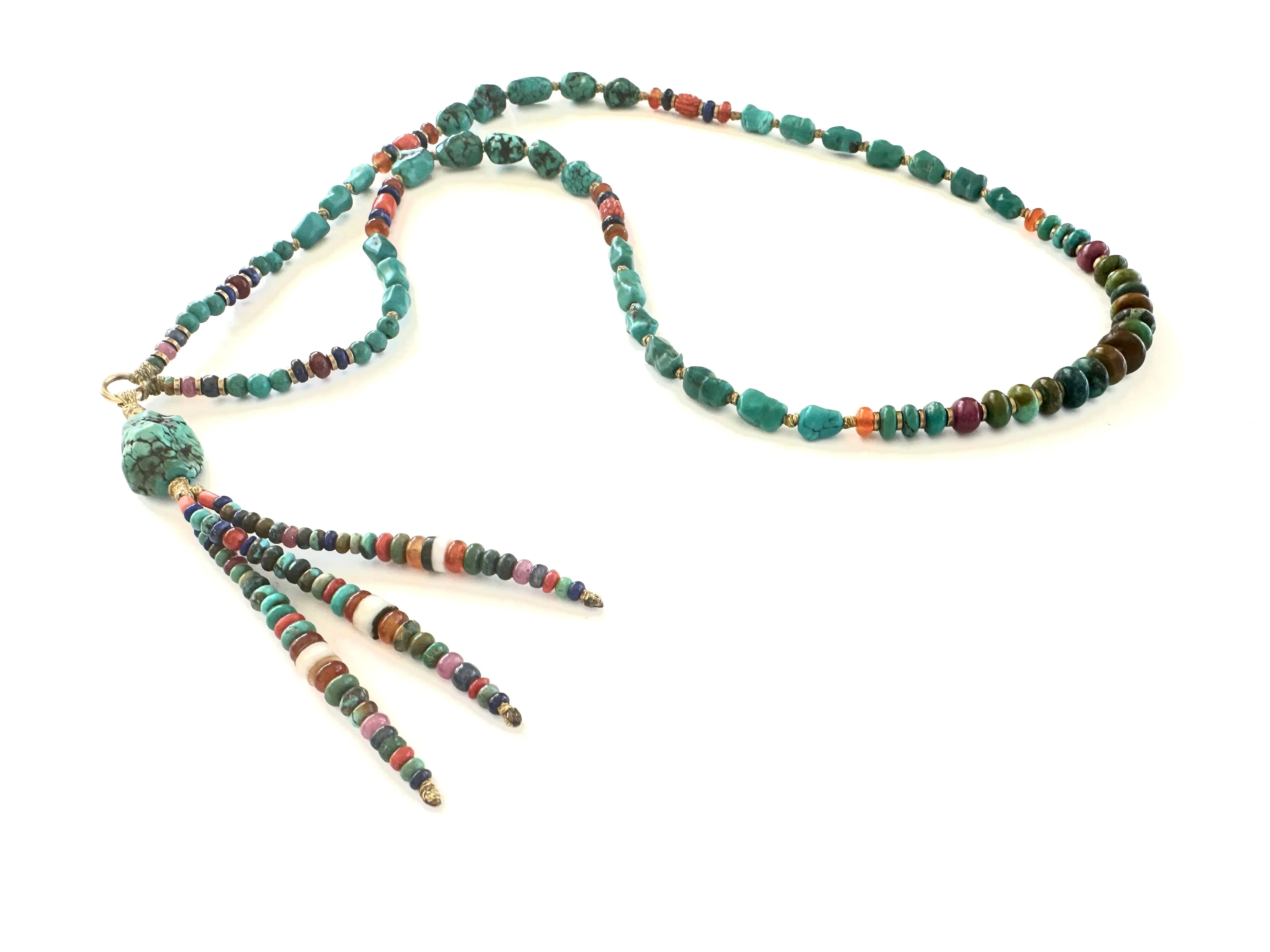 Long Turqouise Mala necklace with Tassle