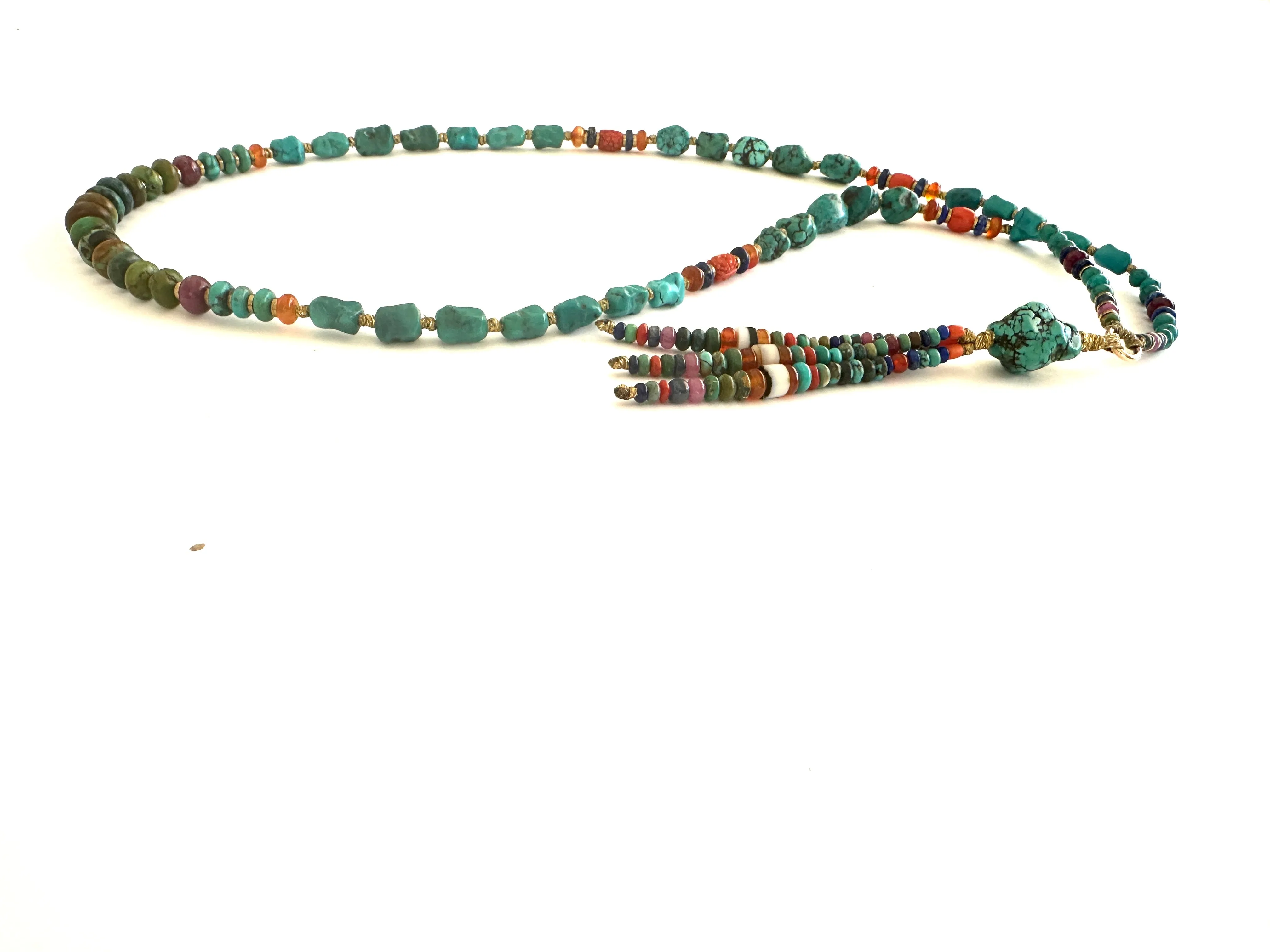 Long Turqouise Mala necklace with Tassle