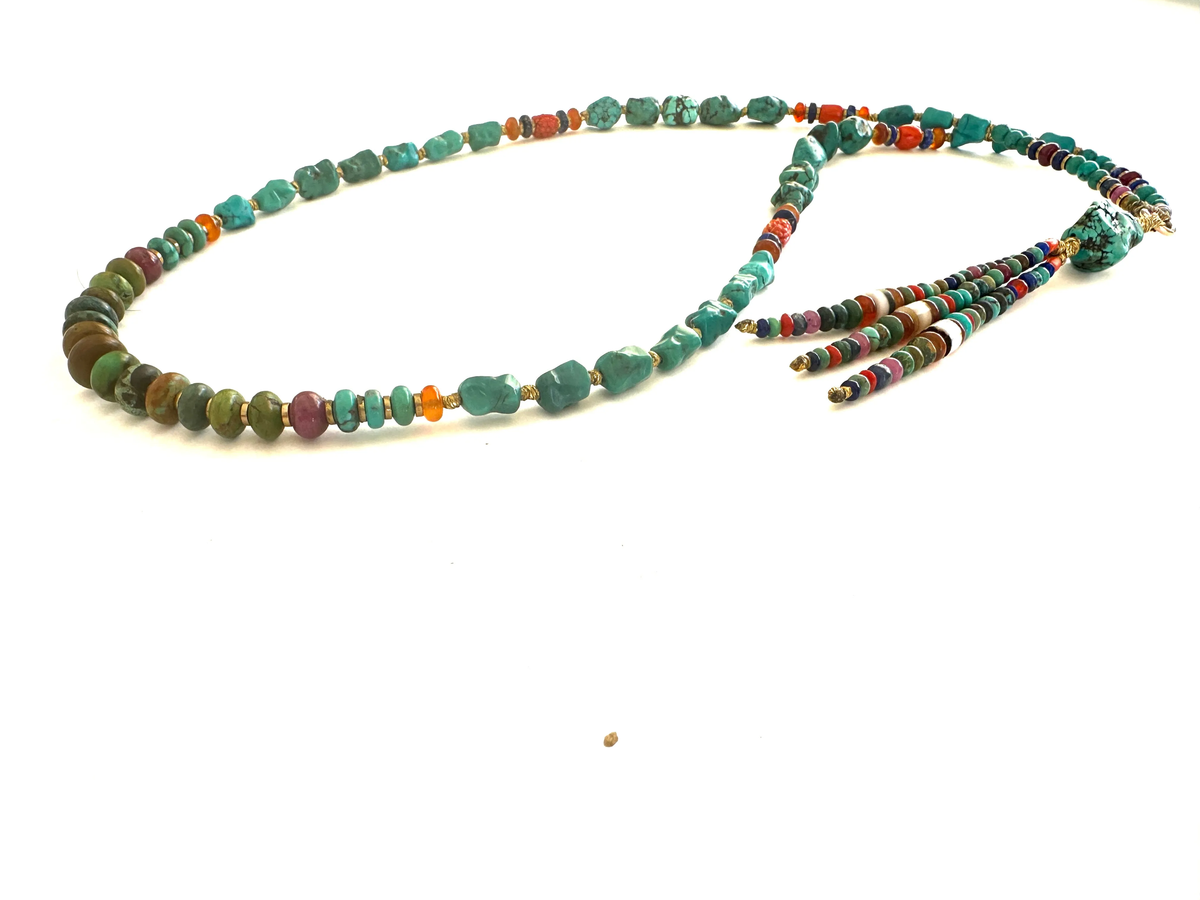 Long Turqouise Mala necklace with Tassle