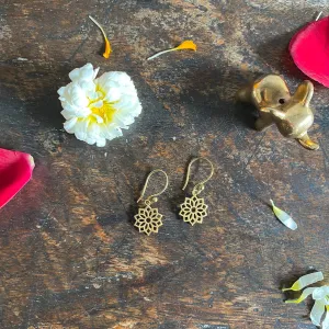Lotus Flower Small Gold Earrings