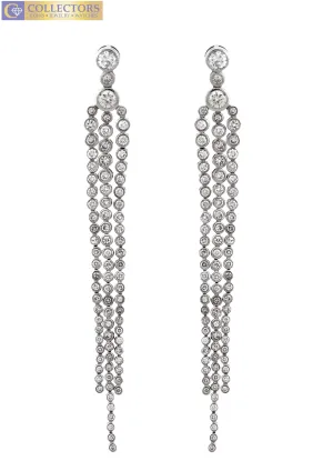 Lovely Ladies 14K White Gold 5.58ctw Diamond Drop Dangling Stiletto Earrings