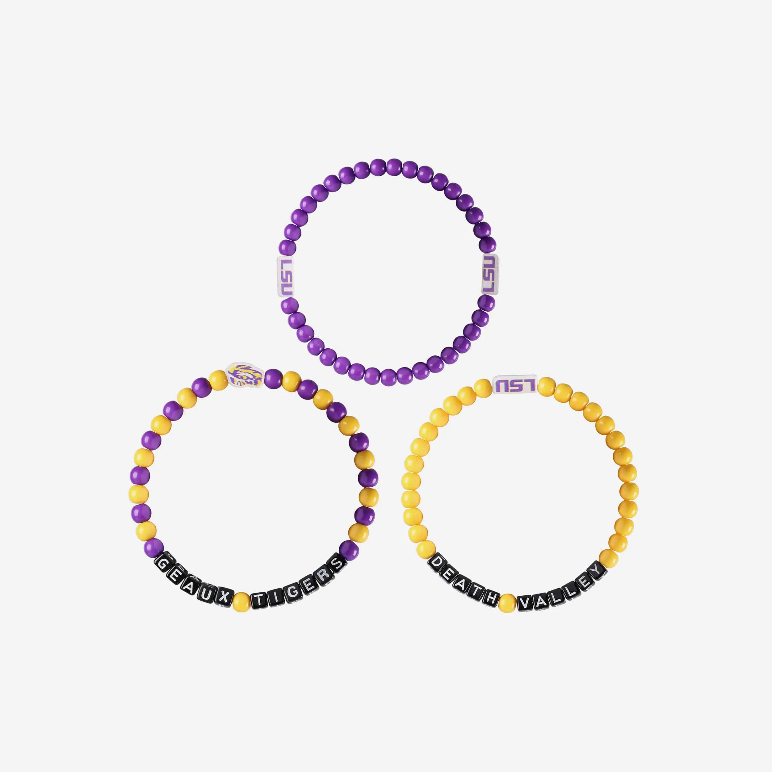 LSU Tigers 3 Pack Beaded Friendship Bracelet