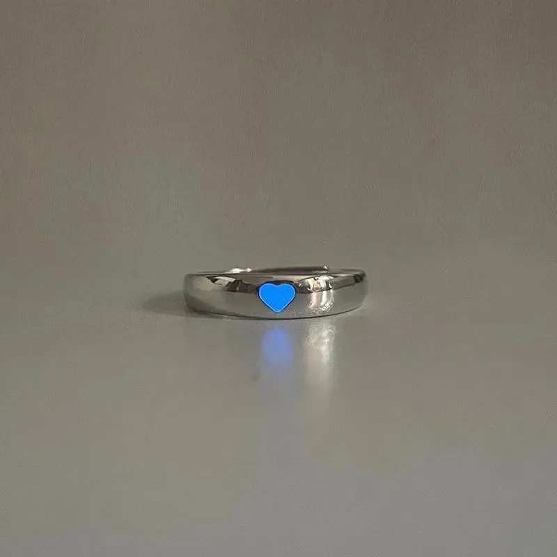 lusailstore - Glow in Dark Matching Hearts Couple Rings Set