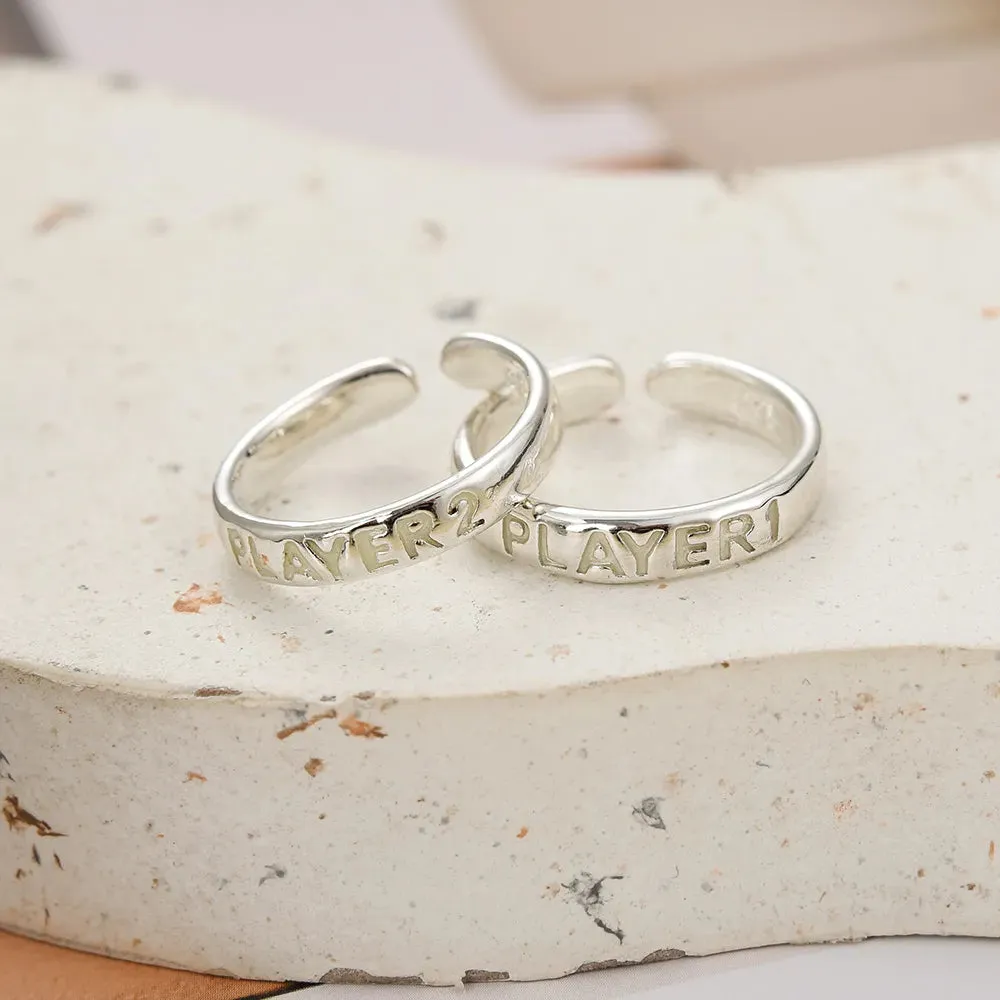 lusailstore - Glow in Dark Matching Hearts Couple Rings Set
