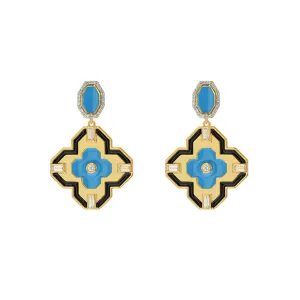 Maia Hermes Lucky Clover Earring in Blue