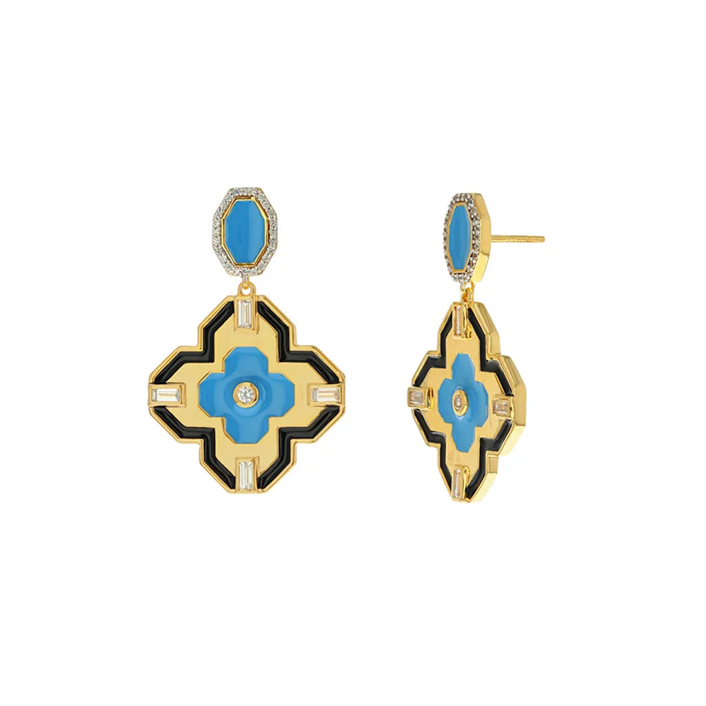Maia Hermes Lucky Clover Earring in Blue
