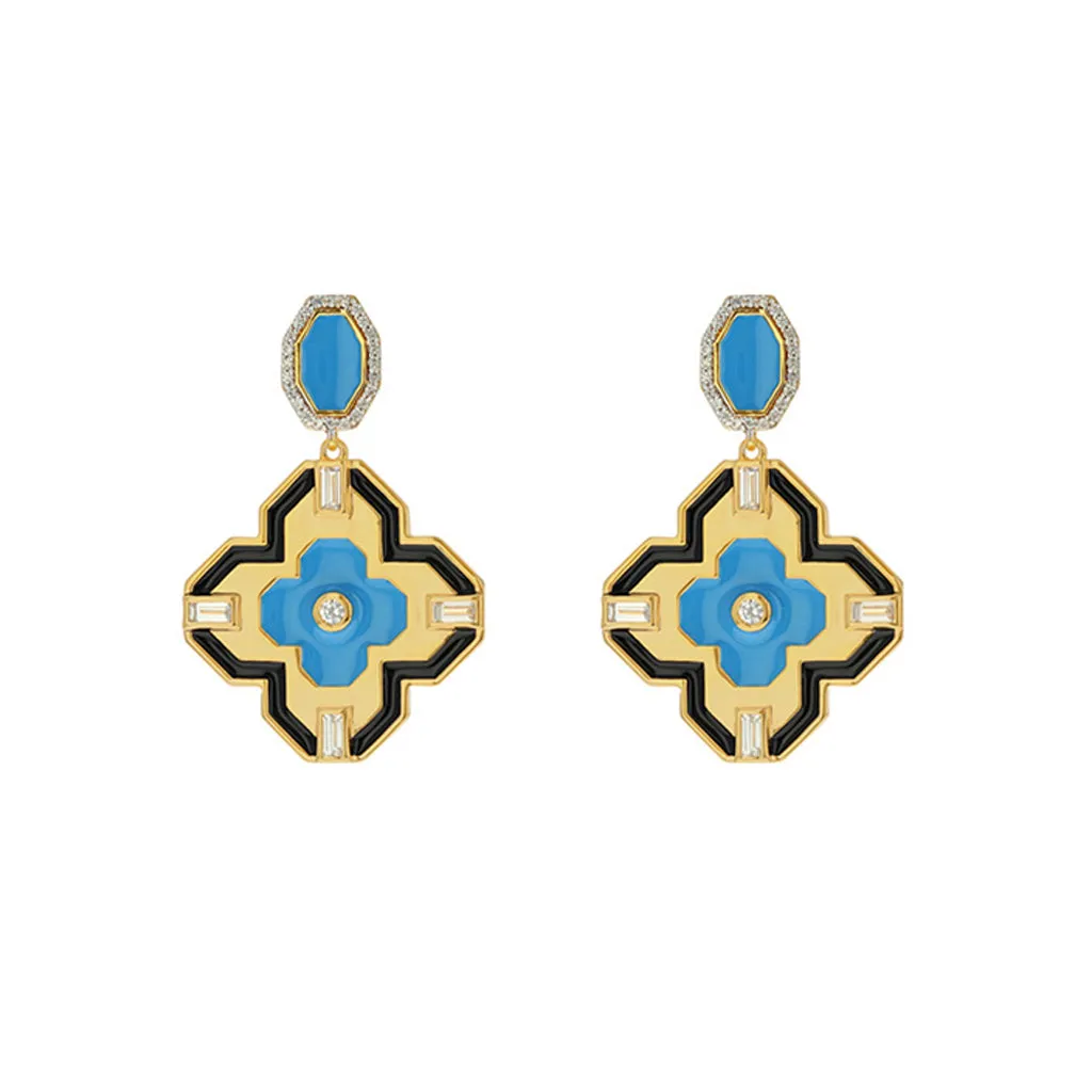 Maia Hermes Lucky Clover Earring in Blue
