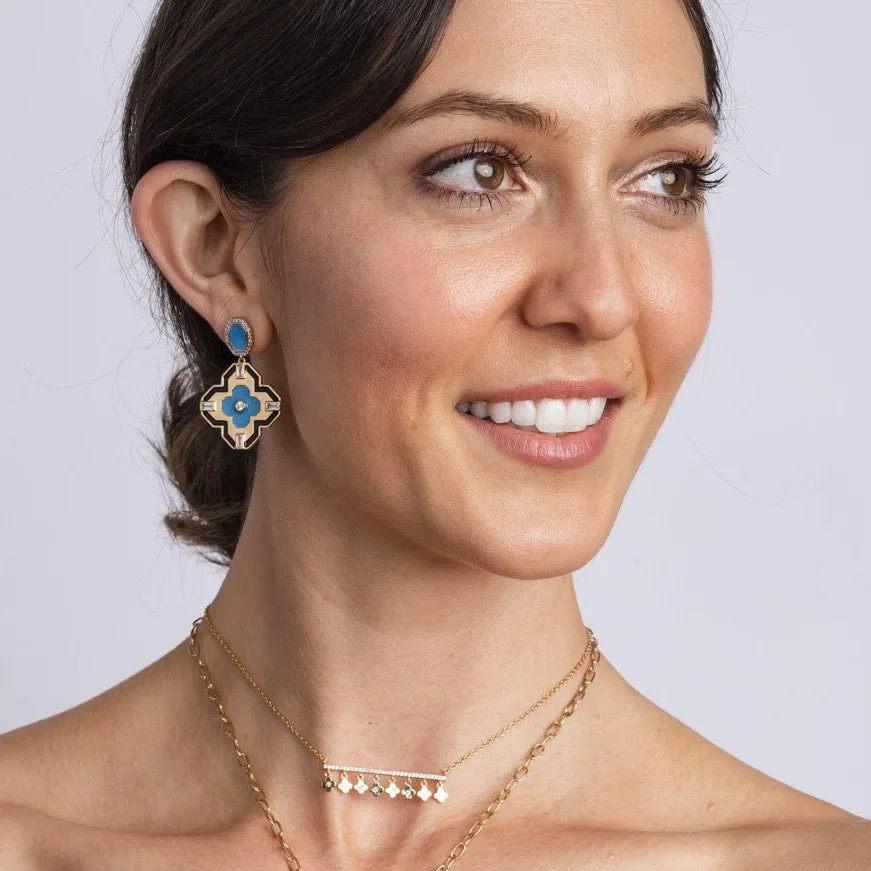 Maia Hermes Lucky Clover Earring in Blue