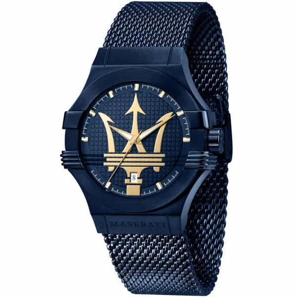Maserati Potenza Blue Mesh Braselet Blue Dial Quartz Watch for Gents - R8853108008