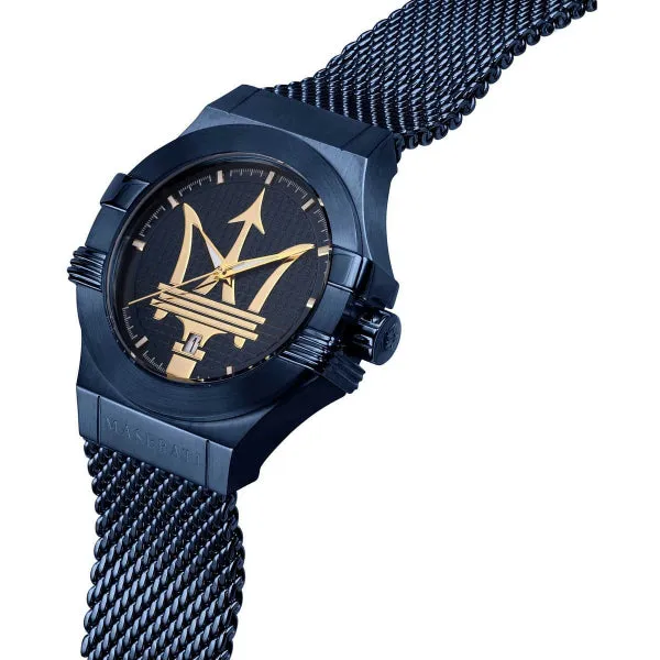 Maserati Potenza Blue Mesh Braselet Blue Dial Quartz Watch for Gents - R8853108008