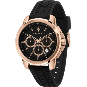Maserati Successo Black Silicone Strap Black Dial Quartz Watch for Gents - R8871621012