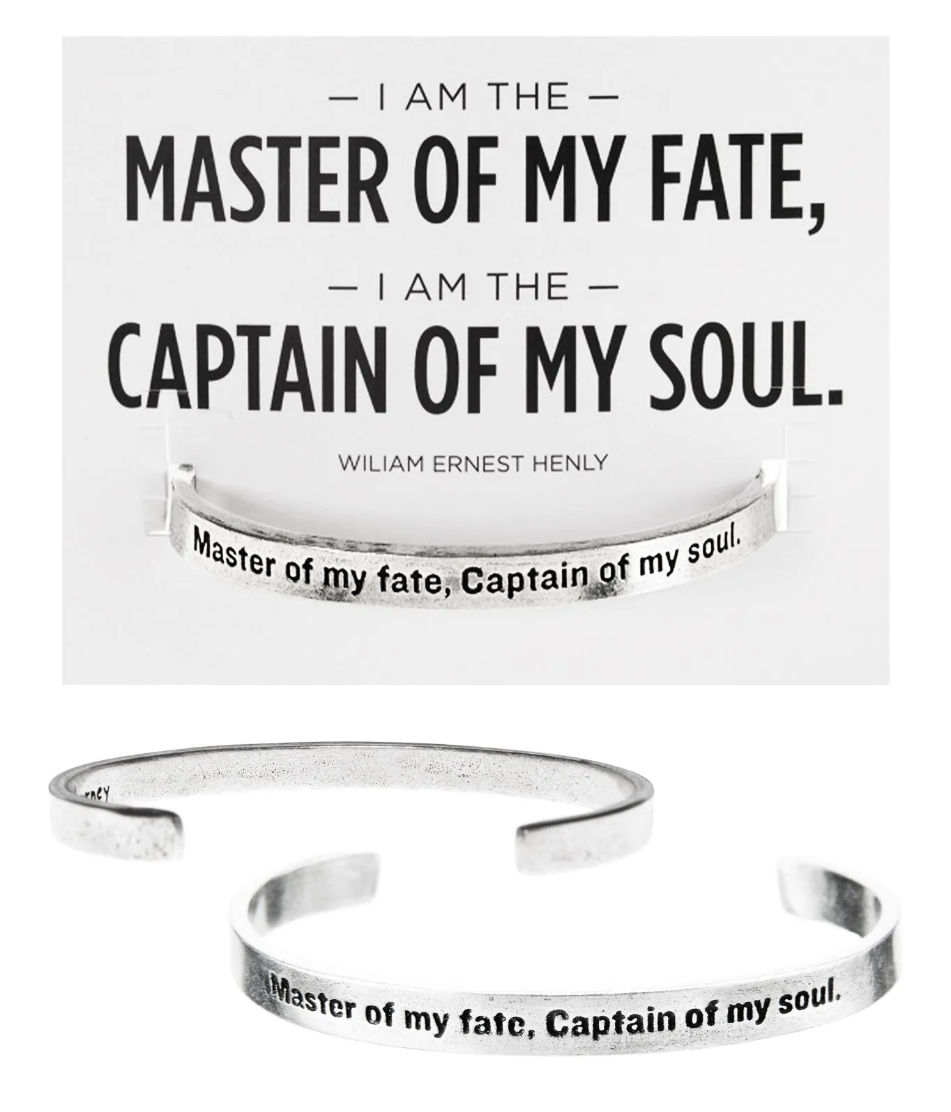 Master Of My Fate, Captain of my Soul Quotable Cuff Bracelet