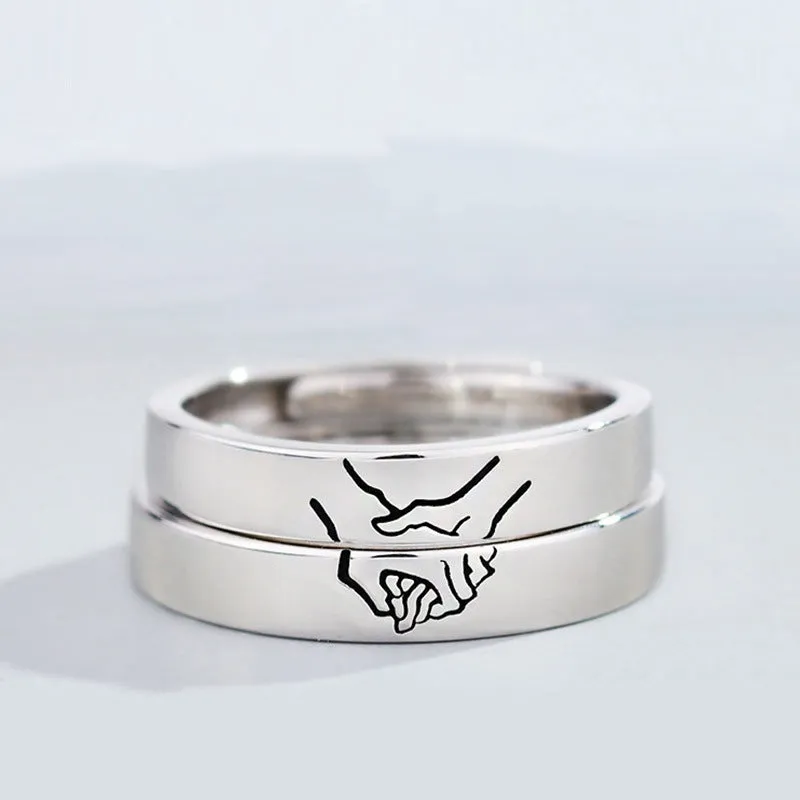 Matching Promise Couple Rings Adjustable Ring for Women Men Lovers Jewelry