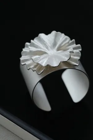 Matte Silver Series Floral Bloom Corolla Bracelet